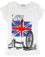 White union jack and London images fashion t-shirt