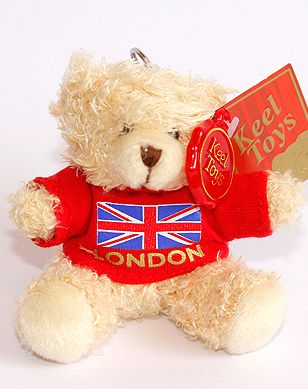 ENGLAND LONDON' TEDDY BEAR KEYRING SOFT TOY SOUVENIR COLLECTABLE BY KEEL 7CM 