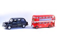Boxed diecast taxi/bus set